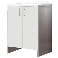 Mama Store Mobile Washroom-White Clothes Washer IN KIT to Assembly in Methacrylate with Wooden Axis L.60 x D.50 X H. 86 cm, Large