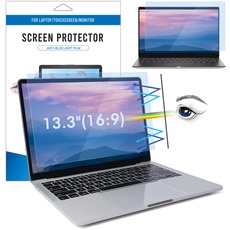 LAMA Anti Blaulichtfilter für 13,3 Zoll Laptop, Blaulicht blockierende Displayschutzfolie, Anti Blue Screen Protector Anti UV/Blendschutz/Augenschutz, Universal Bildschirmfilter 16:9 (294 x 166 mm)