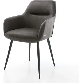 DELIFE Esszimmerstuhl Pejo-Flex Mikrofaser Anthrazit Vintage 4-Fuß konisch Schwarz Taschenfederkern - Grau, Schwarz