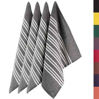 Sidorenko 4 Set Geschirrtücher aus Baumwolle - 45x75cm grau weiß gestreift - Küchenhandtücher - Trockentücher zum Abtrocknen