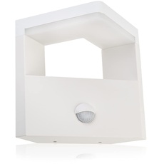 HUBER LED Wandlampe mit Bewegungsmelder 140° 15W, 950lm I IP54 geschützte LED Außenleuchte mit Bewegungssensor I Wandleuchte innen, weiß
