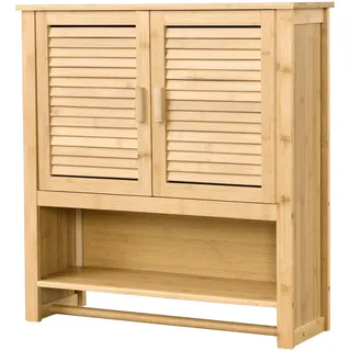 In And OutdoorMatch Badezimmerschrank Johathan - Bambus - 66x62x20 cm - Mit Handtuchhalter - Waschtischunterschrank - Modernes Design