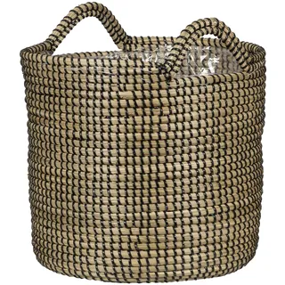Scheurich Seegras 26, Korbgefäß/Korb-Pflanzgefäß/Korbtopf mit Griffen aus Seegras Farbe: Black, 26 cm Durchmesser, 23,5 cm hoch, 13,1 l Vol.