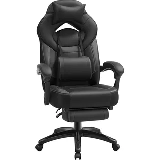 SONGMICS Gaming-Stuhl, Bürostuhl, höhenverstellbar, Schwarz - Schwarz