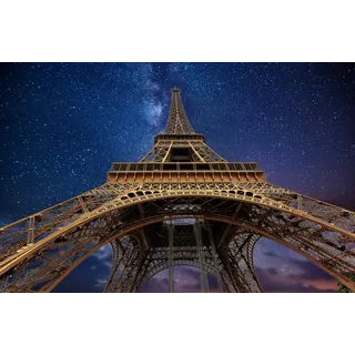 Papermoon "EIFFELTURM-ABSTRAKT DESIGN PARIS STERNE HIMMEL TAPETE", bunt,