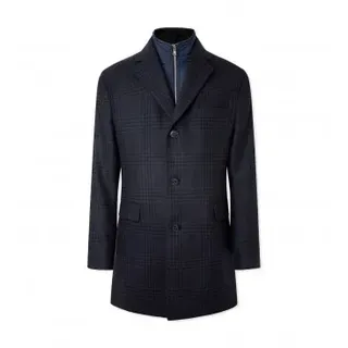 Hackett London für Herren. HM403064 Marineblauer Latzmantel (42/32), Lässig, Wolle, Langarm