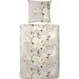 Westminster Feinbiber Bettwäsche 155x220 Blumen Rosen mint rosa 173090-52 - Taupe