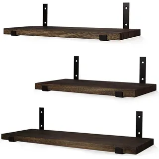 Wandregale | Set aus 3 Holz-Schweberegale mit Regalträgern | 42, 36 und 30 CM * 15 CM | Wandregale | Wandregale | Holz | Dunkelbraun