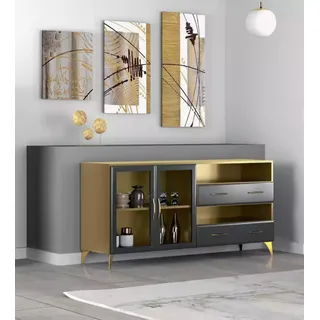 Sideboard Luxus schaukelnd Modern Wohnzimmer Kommoden Holz Kommode - Grau