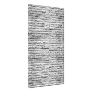 Wallario selbstklebende Duschrückwand 70 x 180 cm mit Motiv Steinwand grau - Wandverkleidung mit Hochglanzlaminat in Glasoptik