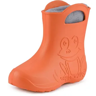 Ladeheid EVA Kinder Jungen Mädchen Gummistiefel Regenschuhe gefüttert LA-CA-03 (Orange/Grau, 32/33 EU)