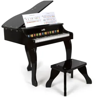 Small Foot Company small foot Klavier Kinderflügel aus Holz, elektronisches Holzklavier mit Sitzhocker, für Kinder ab 3 Jahren, 12622, Schwarz