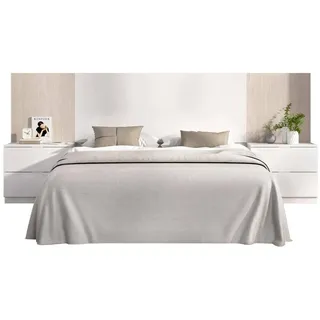 Dmora - Kopfteil Cernera, Kopfende, Bettkopfteil, Kopfbrett, 259x34 h106 cm, Weiß und Eiche