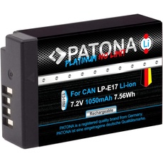 PATONA Platinum Akku LP-E17 (echte 1050mAh) voll kompatibel mit Canon EOS RP R10 R50 R100 77D 200D 250D 750D 760D 800D M3 M5 M6 und M6 Mark II