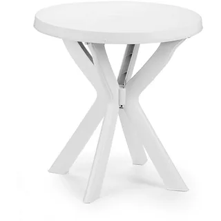 Mojawo Gartentisch Bistrotisch Outdoortisch Balkontisch Rund Weiß Ø70xH72cm