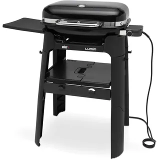 Weber Lumin Elektrogrill mit Stand/Anbraten, Räuchern, Dämpfen, Kochen und Warmhalten, Bis zu 315 °C, Porzellanemaillierte Gusseisenroste, 33 x 49 cm Grillfläche, Schwarz (92010879)