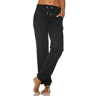 Relaxhose H.I.S, Damen, Gr. 52/54, N-Gr, schwarz, Sweatware, Obermaterial: 60% Baumwolle, 40% Polyester, unifarben, Basic, bequem lang, Hosen Relaxhose, mit breitem Bund, Loungewear, Loungeanzug, Topseller