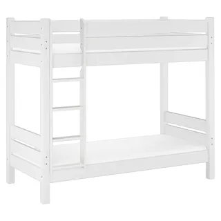 Etagenbett für Erwachsene weiß 100x200 Nische 100 teilbar Zubehör wählbar V-60.16-10WT100Rollrost und Matratze inkl. - Weiß