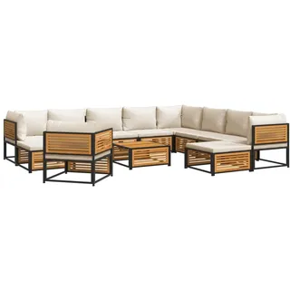 vidaXL 12-tlg. Garten-Sofagarnitur mit Kissen Massivholz Akazie - Braun