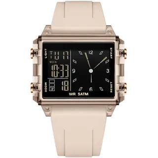 findtime Rechteckige Armbanduhr Sportuhr Digital Analog Silikonarmband Farbige Digitaluhr Herren Damen Teenager Uhr Coutdown Stoppuhr Dualzeit 5ATM Wasserdicht Designer