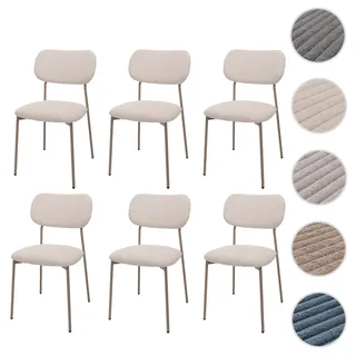 Mendler 6er-Set Esszimmerstuhl HWC-O26, Küchenstuhl Polsterstuhl Stuhl, Cord (330g/m2) Stoff/Textil Metall ~ beige
