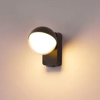 Chrasy Moderne LED Halbkugel Wandleuchte IP65 18W 3000K Warmweiß Matt Schwarz Modern Design Metall mit Klarglas Innen/Außenleuchte für Eingang, Terrasse, Balkon, Flur