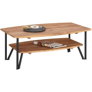 Linea Natura Couchtisch , Eichefarben , Holz , Wildeiche , massiv , bootsförmig , 70x43x110 cm , Wohnzimmer, Wohnzimmertische, Couchtische, Couchtische Holz