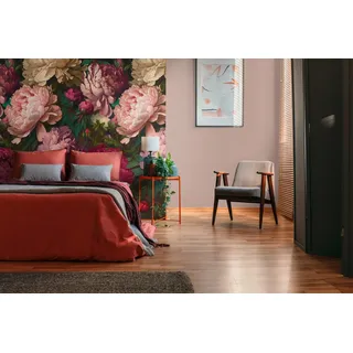 Livingwalls moderne Rosen-Fototapete – Rosa, Pink – 8,80 x 0,53 m | Florales Rosen-Motiv als natürlicher Blickfang – matte Motivtapete, einfach zu verkleben & spurlos abziehbar