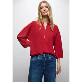Sweatshirt STREET ONE, Damen, Gr. 40, racing rot, Sweatware, Obermaterial: 46% Modal, 46% Polyester, 8% Elasthan, unifarben, regular fit normal, Rundhals, Bündchen, Sweatshirts Sweatshirt, mit Bündchen