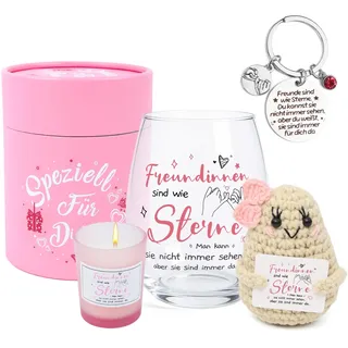 Aitsite Geschenke für Beste Freundin, Weingläser Geburtstagsgeschenk für Frauen Freundschaftsgeschenke Dankeschön Geschenk Weinglas Personalisierte Geschenke für Freundinnen Kollege 450ml
