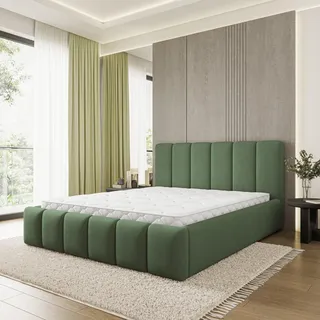 Masseno Polsterbett ATTORA SR 120x200 cm, Polsterbett mit Bettkästen - Grün, SORO 72 - Grün