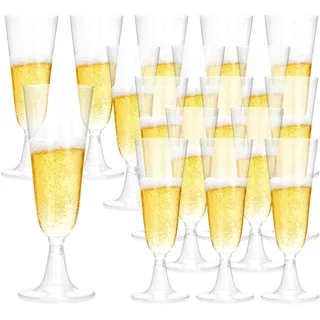 Lanovuto 50 Stück Sektgläser Plastik, 160 ml Sektgläser Kunststoff Mehrweg, Champagner Gläser Transparent, für Hochzeit, Party, Geburtstag