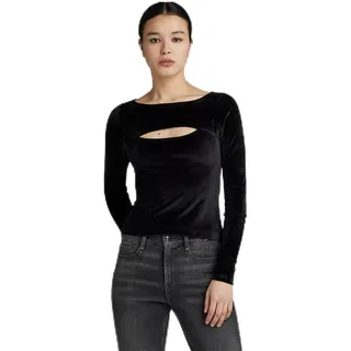 G-Star RAW Damen Cut-Out Slim Boatneck Top, Schwarz (dk Black D23811-D422-6484), S