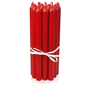 LUMELY dänische Premium Stabkerzen Rot, 12er Pack, Höhe 29cm, Ø 2,2cm, Brenndauer ca. 14 Stunden, zylindrische Leuchterkerzen, Deko Kerzen Set, Kerzen Skandinavisch