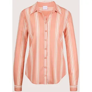 Hemdbluse MADELEINE "Bluse Langarm Streifenbluse mit Hemdkragen", Damen, Gr. 48, orange (puderrosé, apricot, multicolor), Obermaterial: 98% Polyester PES. 2% Elasthan EL., Modern, normal, Blusen Hemdbluse