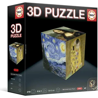 Educa - 3D Puzzle Kunst | Die Puzzle-Herausforderung in Form eines Würfels mit insgesamt 216 Teilen. Struktur: Montierbare Basis mit 6 Puzzles zu je 36 Teilen. Ab 6 Jahren (20123)