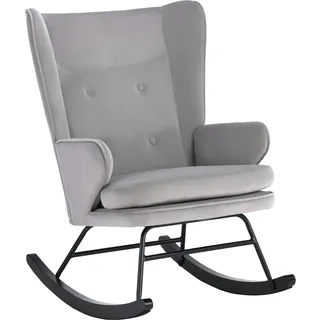 Kayoom Schaukelstuhl Melorie 125 Polyester Samt 65 x 95 x 86 cm grau
