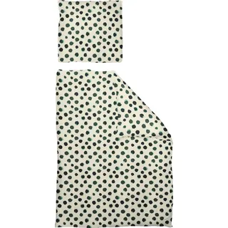 ADAM Audio Leinenbettwäsche Dots Grün 155 x 200 cm + 80 x 80 cm