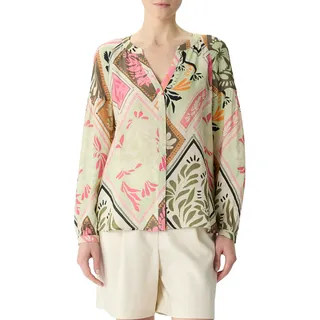 Comma Langarmbluse mit All-Over Print, lila, pink