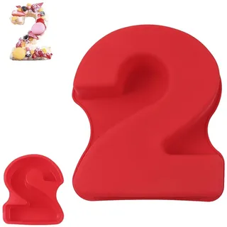 QEEYON Silikon-Kuchenform, 25,4 cm, große Zahlen, Kuchenform für DIY, Geburtstag, Hochzeit, Jahrestag, Backform, BPA-frei, antihaftbeschichtet (Nummer 2)