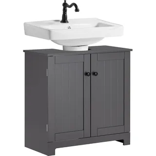 SoBuy Waschbeckenunterschrank Badschrank Waschtisch Unterschrank Badmöbel Dunkelgrau 60 x 60 x 30 cm