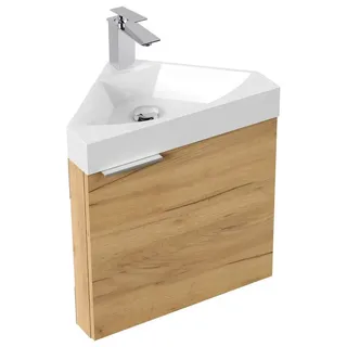 Posseik Eckbadmöbel Delta Slimline für Gäste-WC SoftClose Eiche Gold