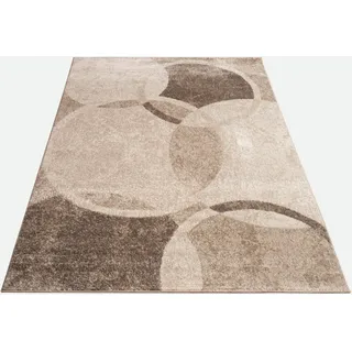 Paco Home Teppich Wohnzimmer Teppich Kreis Muster in Braun Beige Preishammer, Grösse:80x150 cm
