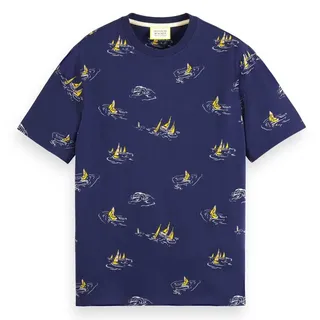 Scotch & Soda 175567 Kurzarm-t-shirt - Navy Blue Sailboat Aop - XL