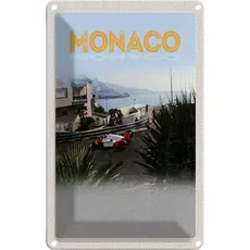 Blechschild 20x30 cm - Monaco Frankreich Autorennen Strand