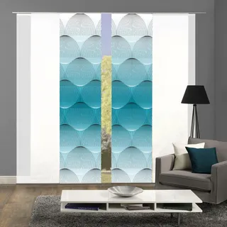 HOME WOHNIDEEN Schiebegardine Klettband 60 x 245 cm Petrol 4 Stk.
