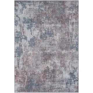 Xxxl Flachwebeteppich , Blau, Grau, Terracotta , Textil , Abstraktes , rechteckig , 160x230 cm , Oeko-Tex® Standard 100 , lichtunempfindlich, waschbar, pflegeleicht, platzsparend, leicht zusammenrollbar , Teppiche Und Böden, Teppiche, Webteppiche