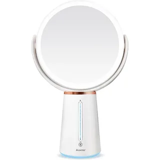 Auxmir Schminkspiegel mit Beleuchtung, LED Kosmetikspiegel 1X/ 10X Vergrößerungsspiegel mit Licht & 10 Dimmbar Helligkeit, Tischspiegel 360° Drehbar Spiegel mit 52 LEDs für Schminktisch, 2500mAh