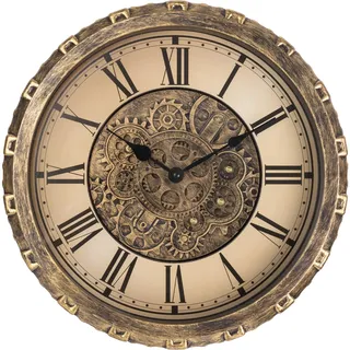 LENAUQ Moving Gears Wanduhr, 15 Zoll Moderne Zahnradschleuder-Wanduhr, Old-Style Rustikale Einzigartige Vintage Industrieuhr für Wohnzimmerdekor, Haus, Farmhouse (Vintage Kupfer)