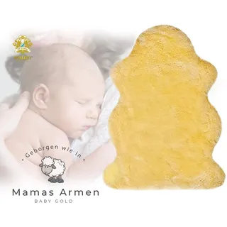 Lammfell geschoren 120-130 cm echtes Merino Lammfell Krabbelunterlage Buggy Kinderwagen Babybett superweich schadstoffarm chromfrei Babyfell Schaffell Premium Qualität Naturform waschbar